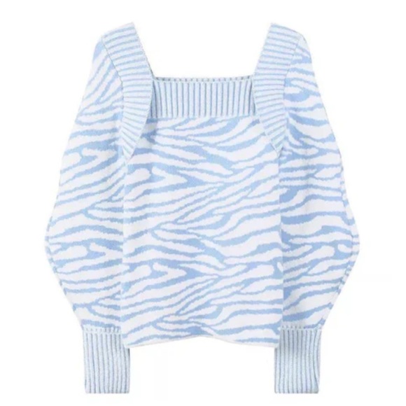 CISTAR NEW YORK Zoe Blue Zebra Print Sweater - Picture 2 of 5
